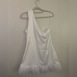 Birdy Grey Cream Dress with Feather Detail